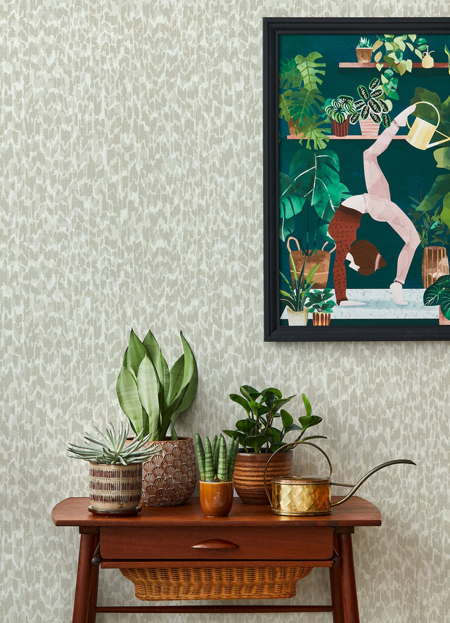 Flavia Light Grey Animal Print Wallpaper with Faux Effects Bohemian Style - Brewster 4014-26428
