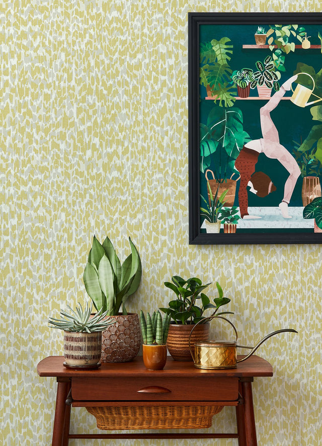 Flavia Yellow Animal Print Wallpaper with Faux Effects Bohemian Pattern - Brewster 4014-26429