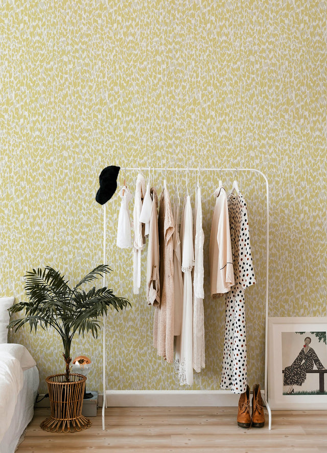 Flavia Yellow Animal Print Wallpaper with Faux Effects Bohemian Pattern - Brewster 4014-26429