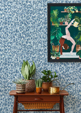 Flavia Blue Animal Print Wallpaper with Bohemian Faux Effects Pattern - Brewster 4014-26431