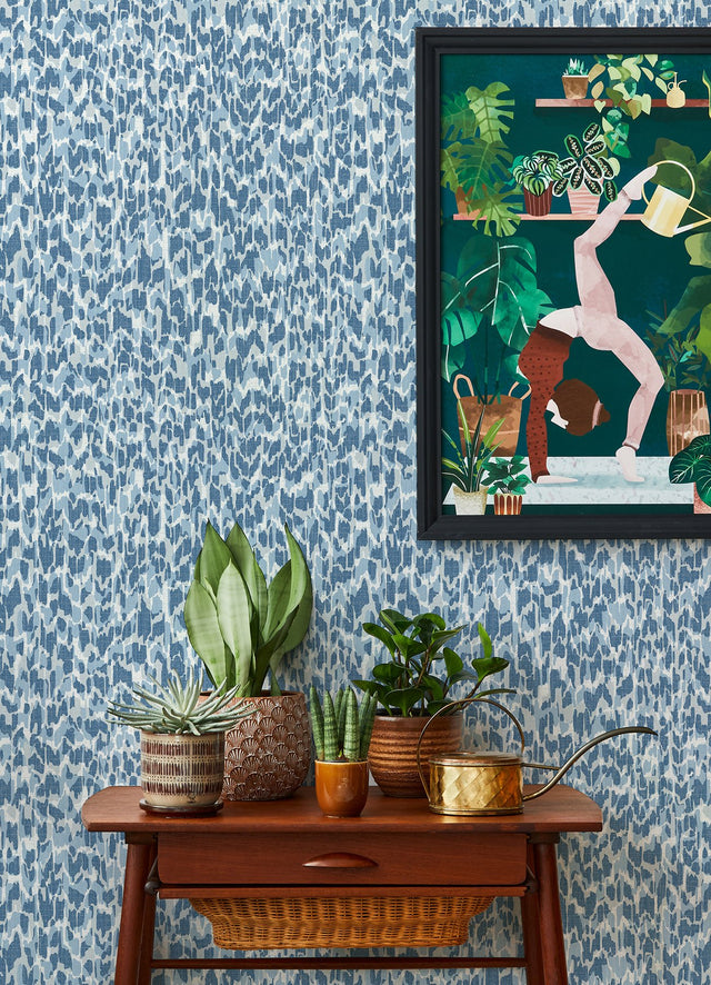 Flavia Blue Animal Print Wallpaper with Bohemian Faux Effects Pattern - Brewster 4014-26431