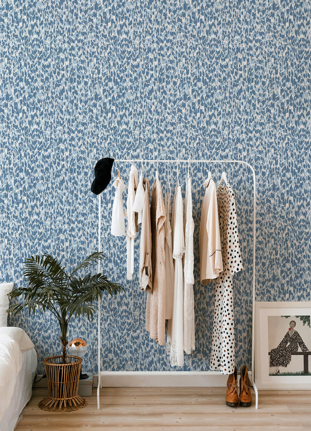 Flavia Blue Animal Print Wallpaper with Bohemian Faux Effects Pattern - Brewster 4014-26431