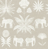 Bazaar Light Grey Elephant Oasis Wallpaper with Bohemian Animal Motif - A-Street Prints 4014-26433