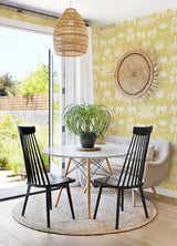 Bazaar Yellow Elephant Oasis Wallpaper with White Tropical Elephant Motif - A-Street Prints 4014-26434