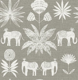 Bazaar Grey Elephant Oasis Wallpaper with Bohemian Elephant and Tropical Motif - A-Street Prints 4014-26437