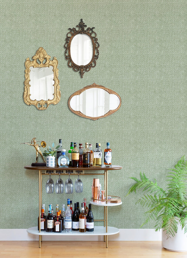 Zia Green Basketweave Wallpaper with Faux Grasscloth Graphic Weave - A-Street Prints 4014-26438