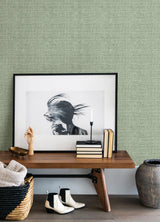 Zia Green Basketweave Wallpaper with Faux Grasscloth Graphic Weave - A-Street Prints 4014-26438