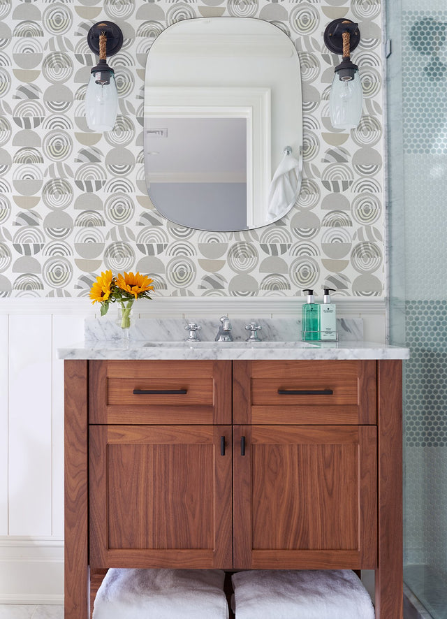 Mage Light Grey Mod Geometric Wallpaper with Bohemian Geometrics Pattern - A-Street Prints 4014-26444