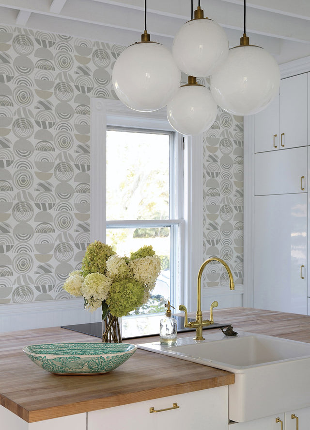 Mage Light Grey Mod Geometric Wallpaper with Bohemian Geometrics Pattern - A-Street Prints 4014-26444