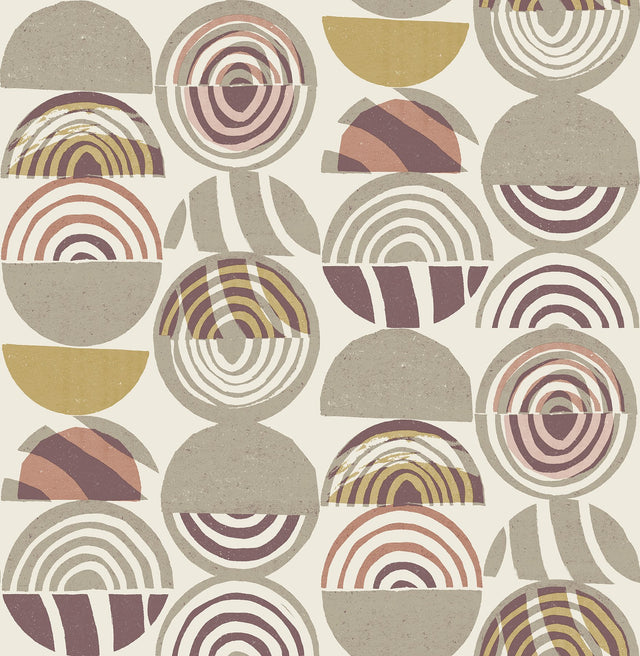 Mage Plum Mod Geometric Wallpaper in Plum with Bohemian Geometric Pattern - Brewster 4014-26445