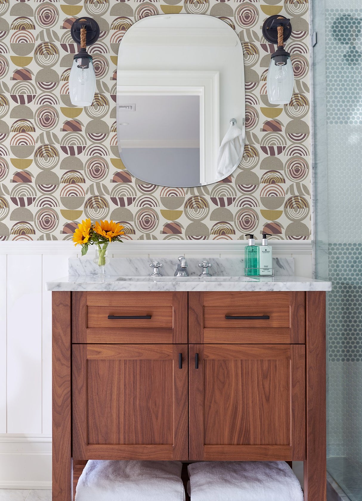 Mage Plum Mod Geometric Wallpaper in Plum with Bohemian Geometric Pattern - Brewster 4014-26445