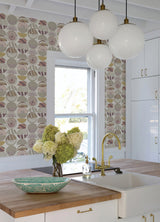 Mage Plum Mod Geometric Wallpaper in Plum with Bohemian Geometric Pattern - Brewster 4014-26445