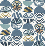 Mage Blue Mod Geometric Wallpaper with Bohemian Geometrics Pattern - Brewster 4014-26446