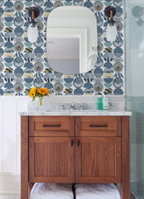 Mage Blue Mod Geometric Wallpaper with Bohemian Geometrics Pattern - Brewster 4014-26446