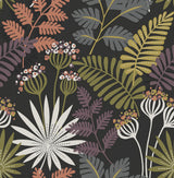 Praslin Black Botanical Wallpaper with Bohemian Tropical Motif - A-Street Prints 4014-26447