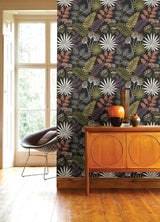 Praslin Black Botanical Wallpaper with Bohemian Tropical Motif - A-Street Prints 4014-26447