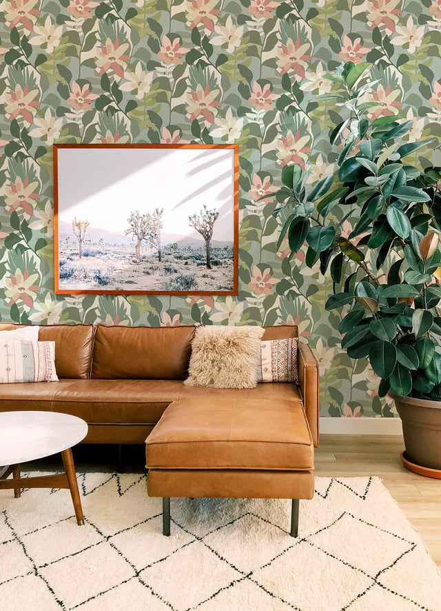 Koko Green Floral Wallpaper with Bohemian Botanical Pattern - A-Street Prints 4014-26452