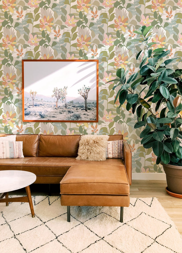 Koko Taupe Floral Wallpaper with Bohemian Botanical Motif - A-Street Prints 4014-26453