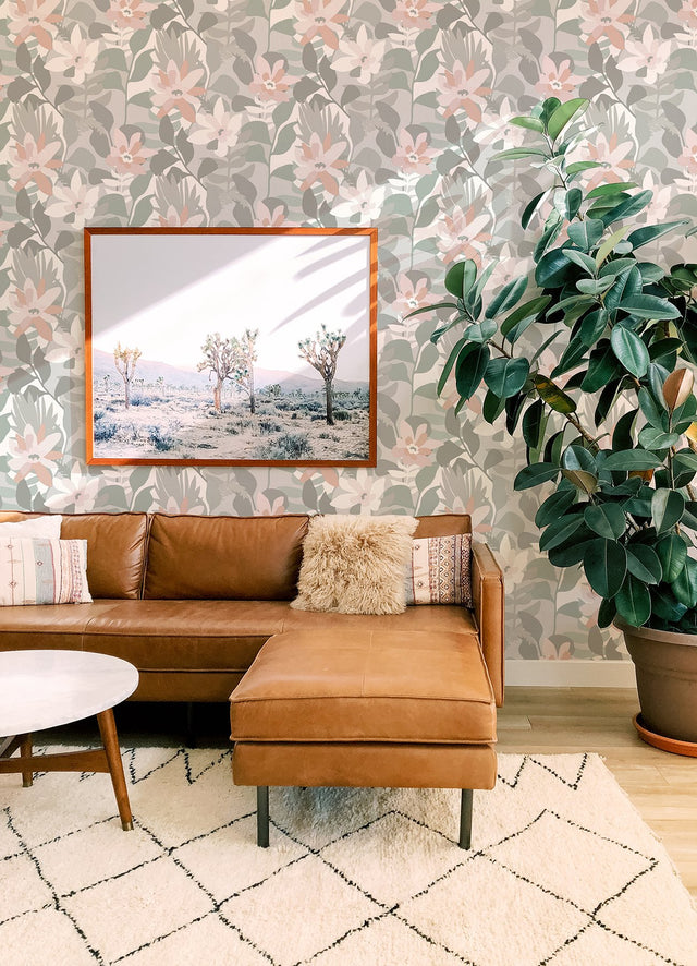 Koko Grey Floral Wallpaper with Bohemian Botanical Pattern - A-Street Prints 4014-26454