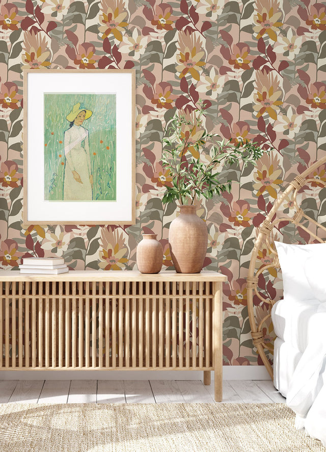 Koko Rose Floral Wallpaper with Bohemian Botanical Motif - A-Street Prints 4014-26455