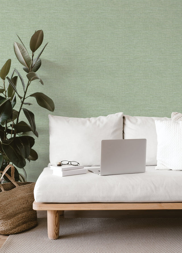 Exhale Light Green Faux Grasscloth Texture Wallpaper - A-Street Prints 4014-26457