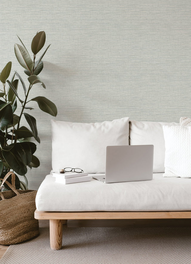 Exhale Light Blue Texture Wallpaper with Faux Grasscloth Graphic Pattern - A-Street Prints 4014-26461