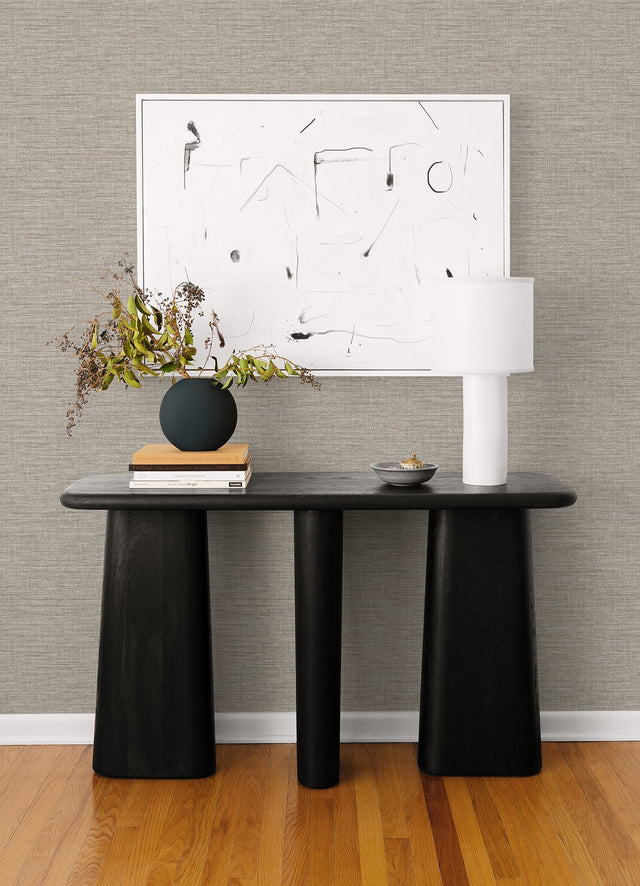Exhale Stone Texture Wallpaper with Faux Grasscloth Neutral Pattern - A-Street Prints 4014-26462