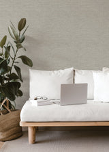 Exhale Stone Texture Wallpaper Grey Faux Grasscloth Transitional Non Woven Unpasted Washable Strippable Wallpaper by A-Street Prints - FD26462