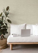 Exhale Light Yellow Faux Grasscloth Texture Wallpaper, Transitional Graphics - 4014-26463
