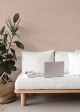 Exhale Blush Pink Texture Faux Grasscloth Wallpaper by A-Street Prints Transitional Non Woven Unpasted Strippable Washable Roll - FD26464