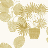 Aida Gold Potted Plant Wallpaper with Botanical Bohemian Pattern - A-Street Prints 4014-87557