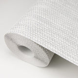 Cahaya White Woven Wallpaper with Fabric & Woven Textures Pattern, Farmhouse Style - Advantage 4015-3443-11