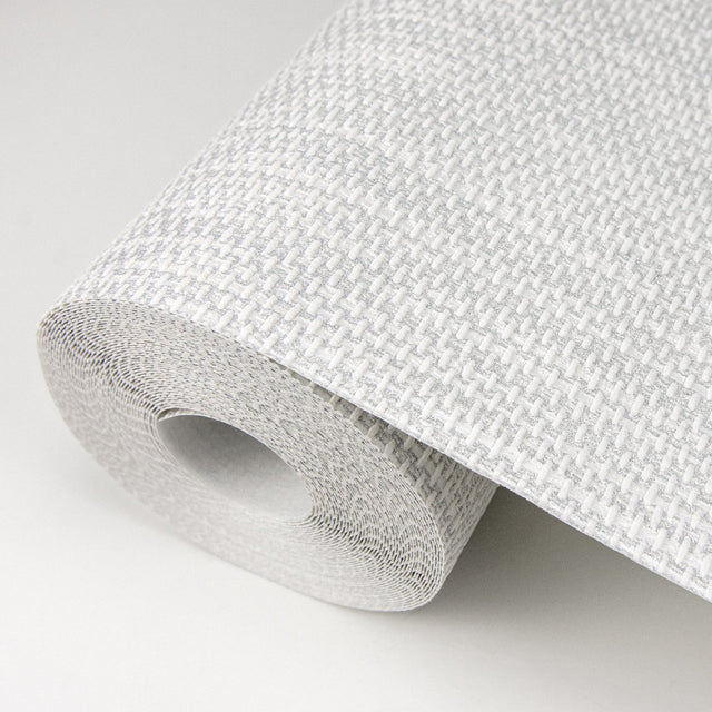 Cahaya White Woven Wallpaper with Fabric & Woven Textures Pattern, Farmhouse Style - Advantage 4015-3443-11