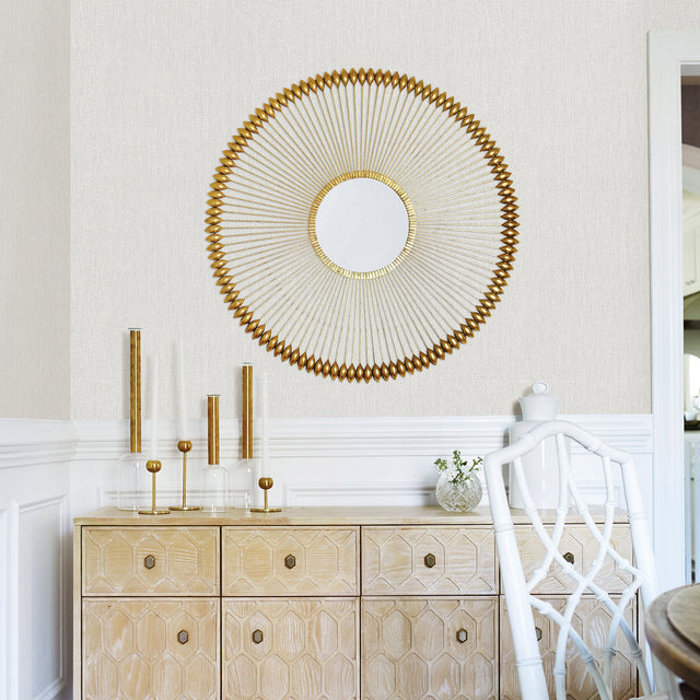 Cahaya White Woven Wallpaper with Fabric & Woven Textures Pattern, Farmhouse Style - Advantage 4015-3443-11