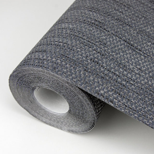 Cahaya Black Woven Wallpaper with Fabric & Woven Textures Pattern, Modern Graphics Style - Advantage 4015-3443-35