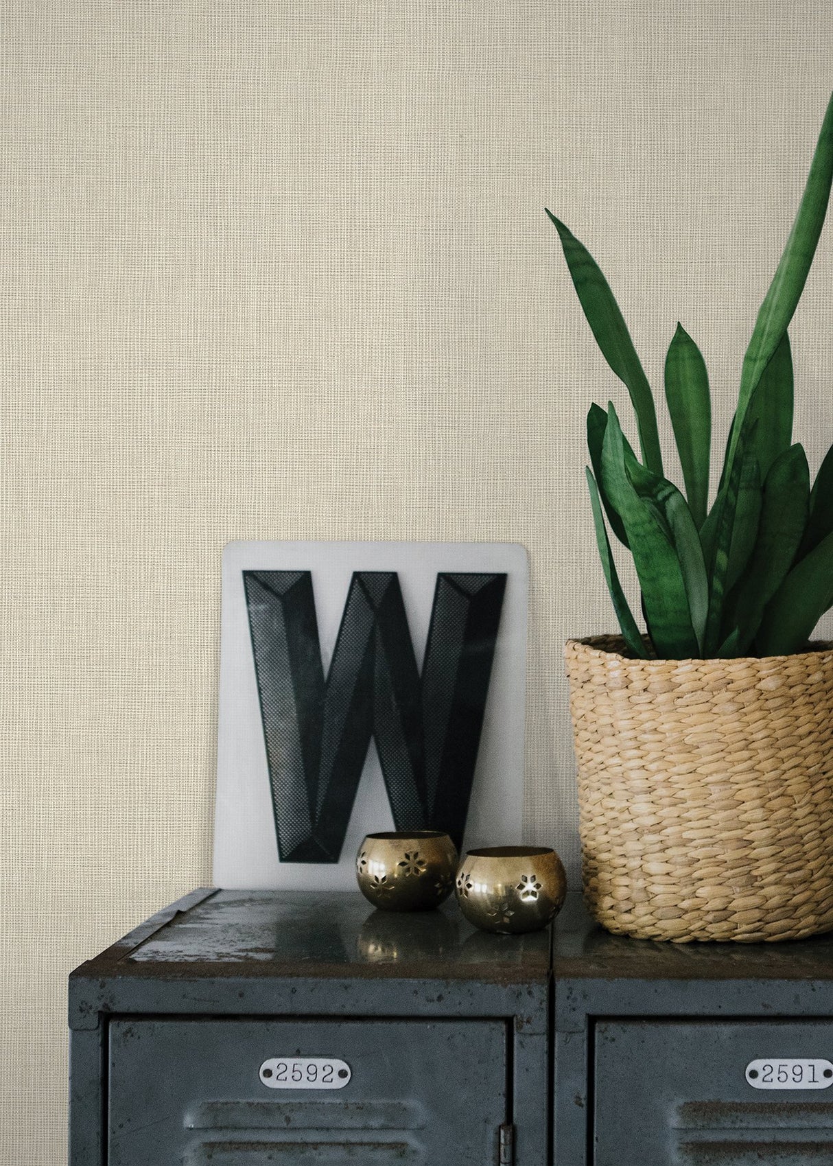 Seaton Bone Linen Texture Wallpaper with Fabric & Woven Textures Motif - Advantage 4015-36976-6