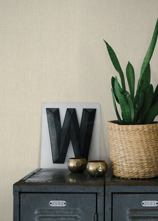 Seaton Bone Linen Texture Wallpaper with Fabric & Woven Textures Motif - Advantage 4015-36976-6