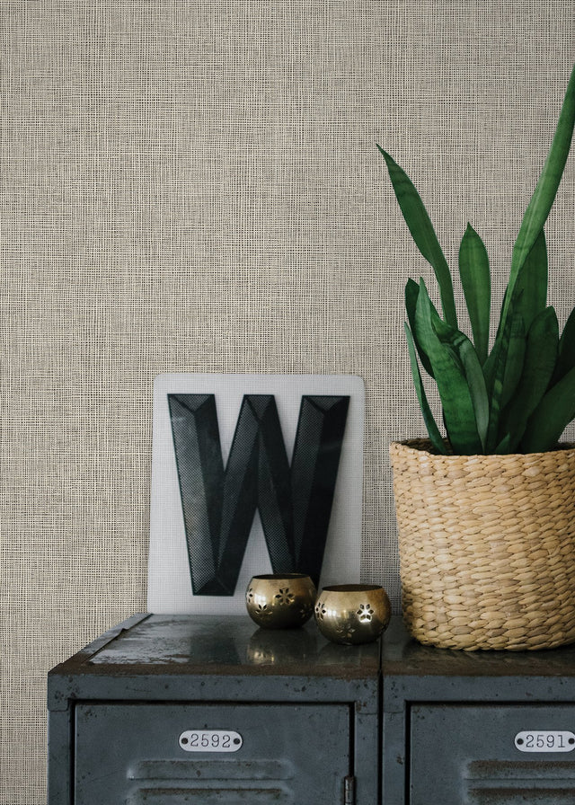 Seaton Wheat Linen Texture Wallpaper with Fabric & Woven Textures Motif - Advantage 4015-36976-7