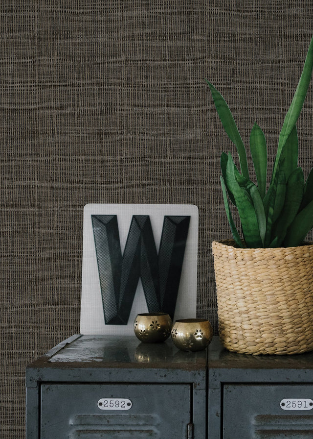 Seaton Black Linen Texture Textured Wallpaper - Advantage 4015-36976-8