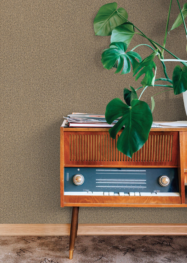 Hanalei Bronze Fabric Texture Wallpaper with Glittered Woven Look - Advantage 4015-37374-3