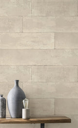 Lanier Neutral Stone Plank Textured Wallpaper with Industrial Graphic Stone Motif - Advantage 4015-426014