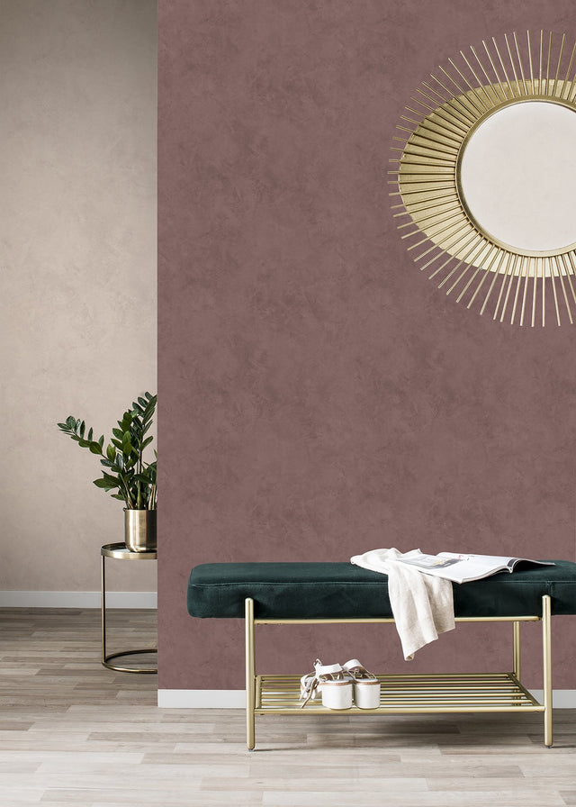 Escher Oxblood Plaster Wallpaper with Distressed Texture - Advantage 4015-426199