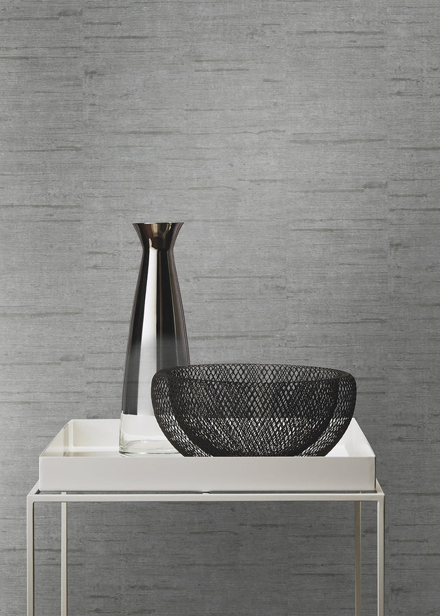 Maclure Silver Striated Texture Wallpaper with Distressed Textures Industrial Style - Advantage 4015-426731