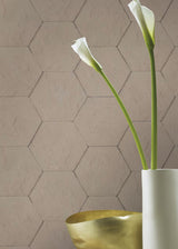 Bascom Light Grey Stone Hexagon Wallpaper with Modern Graphic Tile Motif - Advantage 4015-427134