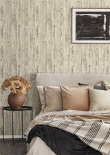 Albright Ivory Weathered Oak Panels Wallpaper with Traditional Wood Panel Motif - Advantage 4015-427318