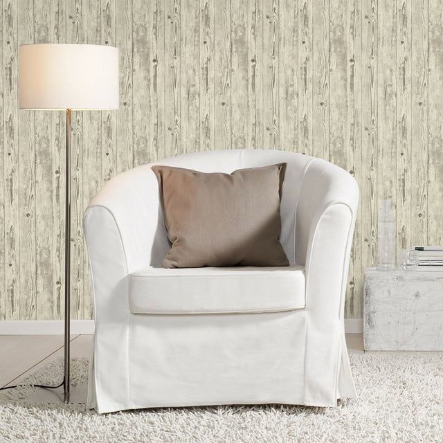 Albright Ivory Weathered Oak Panels Wallpaper with Traditional Wood Panel Motif - Advantage 4015-427318