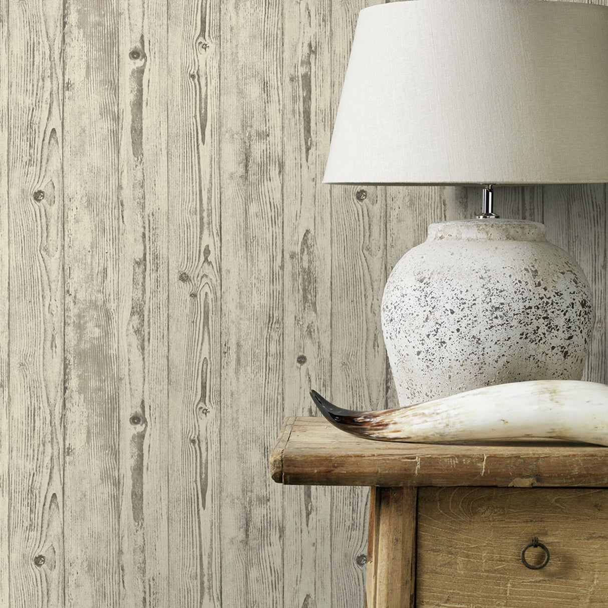 Albright Ivory Weathered Oak Panels Wallpaper with Traditional Wood Panel Motif - Advantage 4015-427318