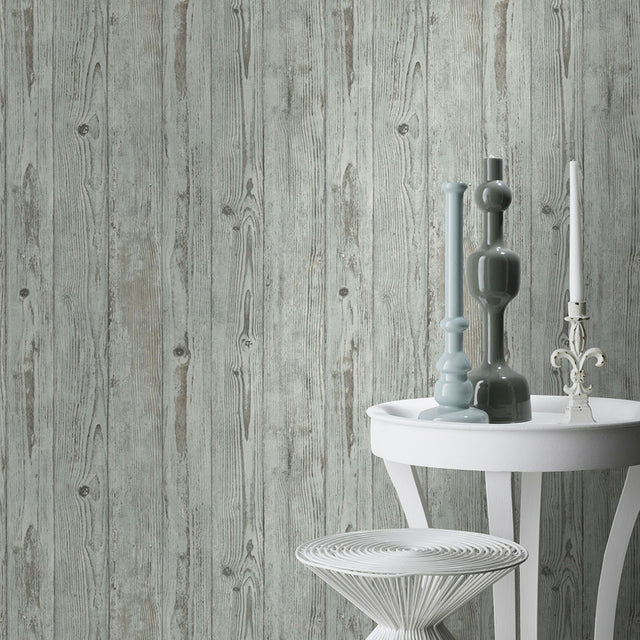Albright Light Blue Weathered Oak Panels Wallpaper with Wood Panel Motif - Advantage 4015-427332