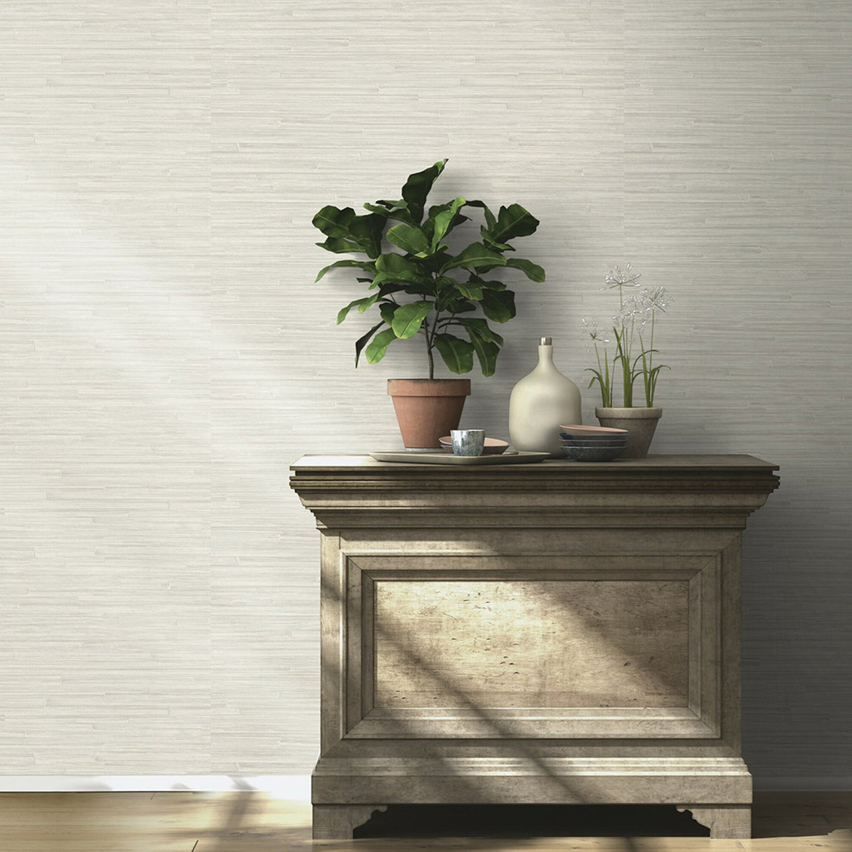 Hutton Silver Tile Wallpaper with Industrial Graphic Stripe Pattern - Advantage 4015-550542