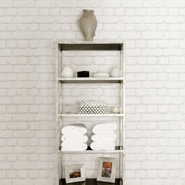 Chicago Dove Brick Textured Wallpaper with Industrial Graphics Pattern - Advantage 4015-587203